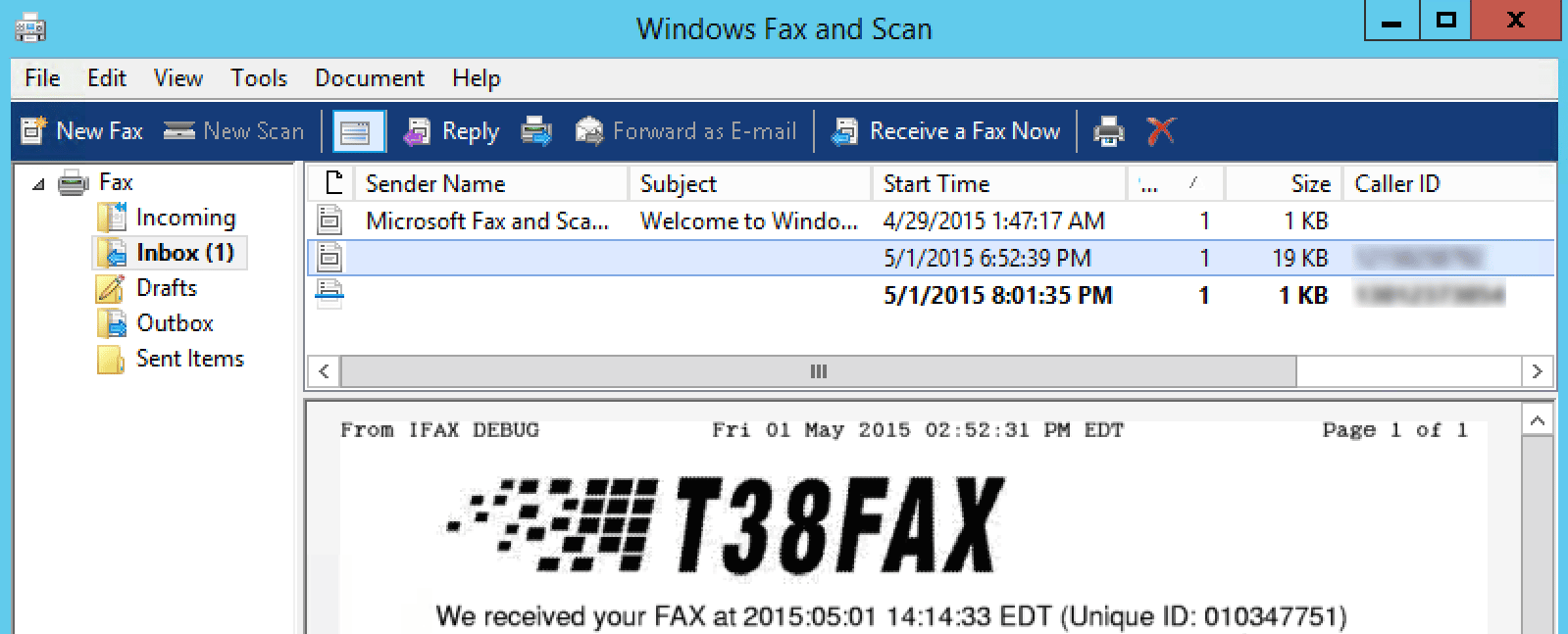 View your sent and received faxes in Windows Fax and Scan