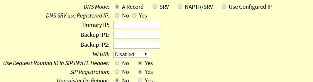 Grandstream GXW4000 - Profile 1 - SIP Settings - Basic Settings