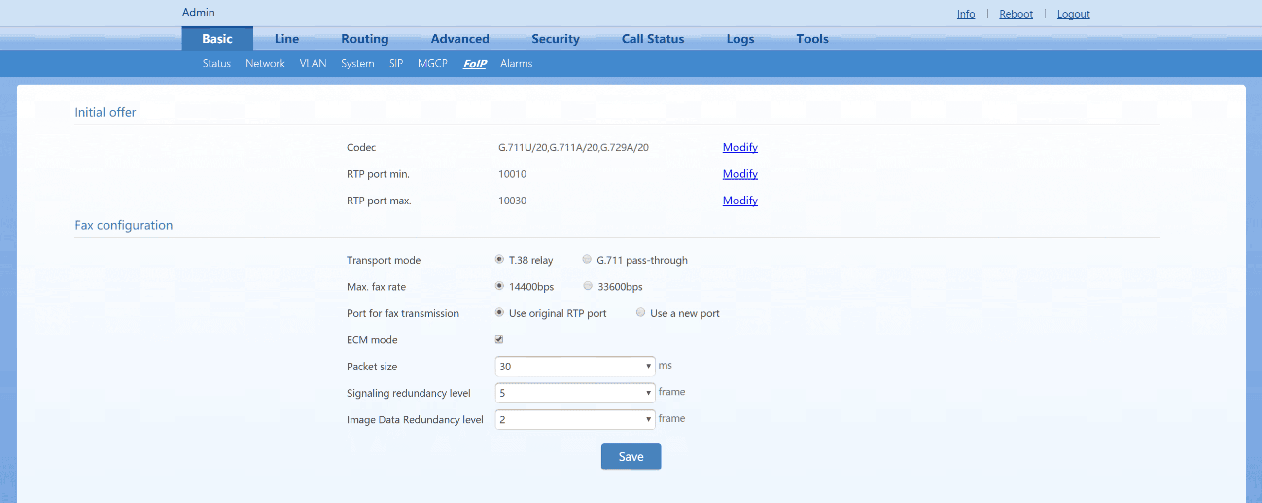 Netgen Basic FoIP Configuration