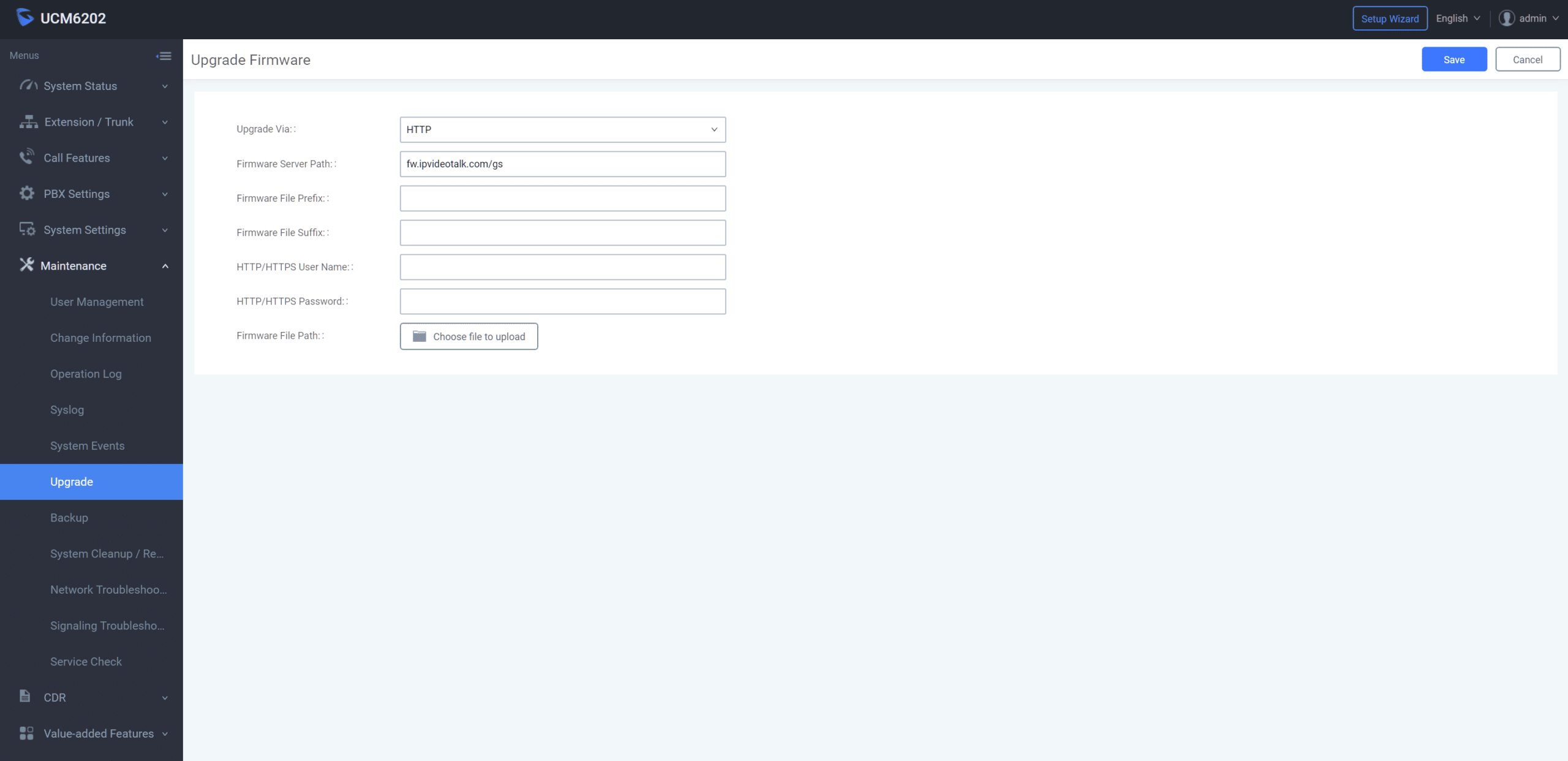 UCM6102 Firmware Upload